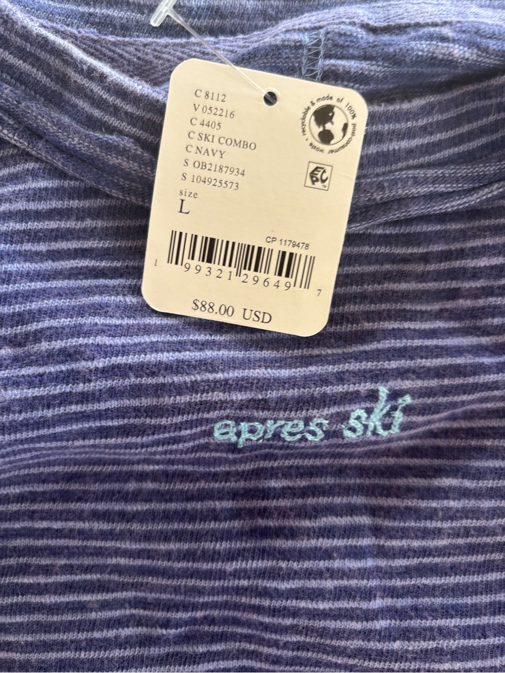 NWT! Free People We The Free Striped Embroidered Ski Camp Oversized Tee~ L - Picture 7 of 7